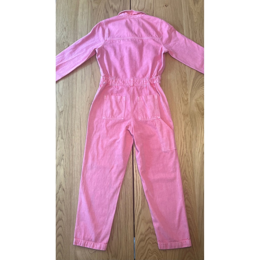 Old Navy Denim Utility Jumpsuit Womens Size S Pink Guava Workwear Boiler Suit - Picture 3 of 10
